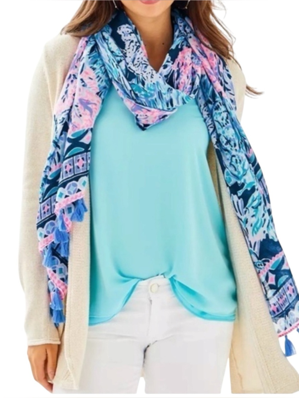 Lilly Pulitzer Resort Scarf High Tide Navy Mermaid Beach Wrap NWT